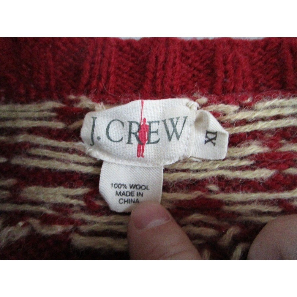 J. CREW  Sweater Mens XL Red Oarsman Snowflake Fair Isle Nordic Hand Knit - Picture 3 of 9